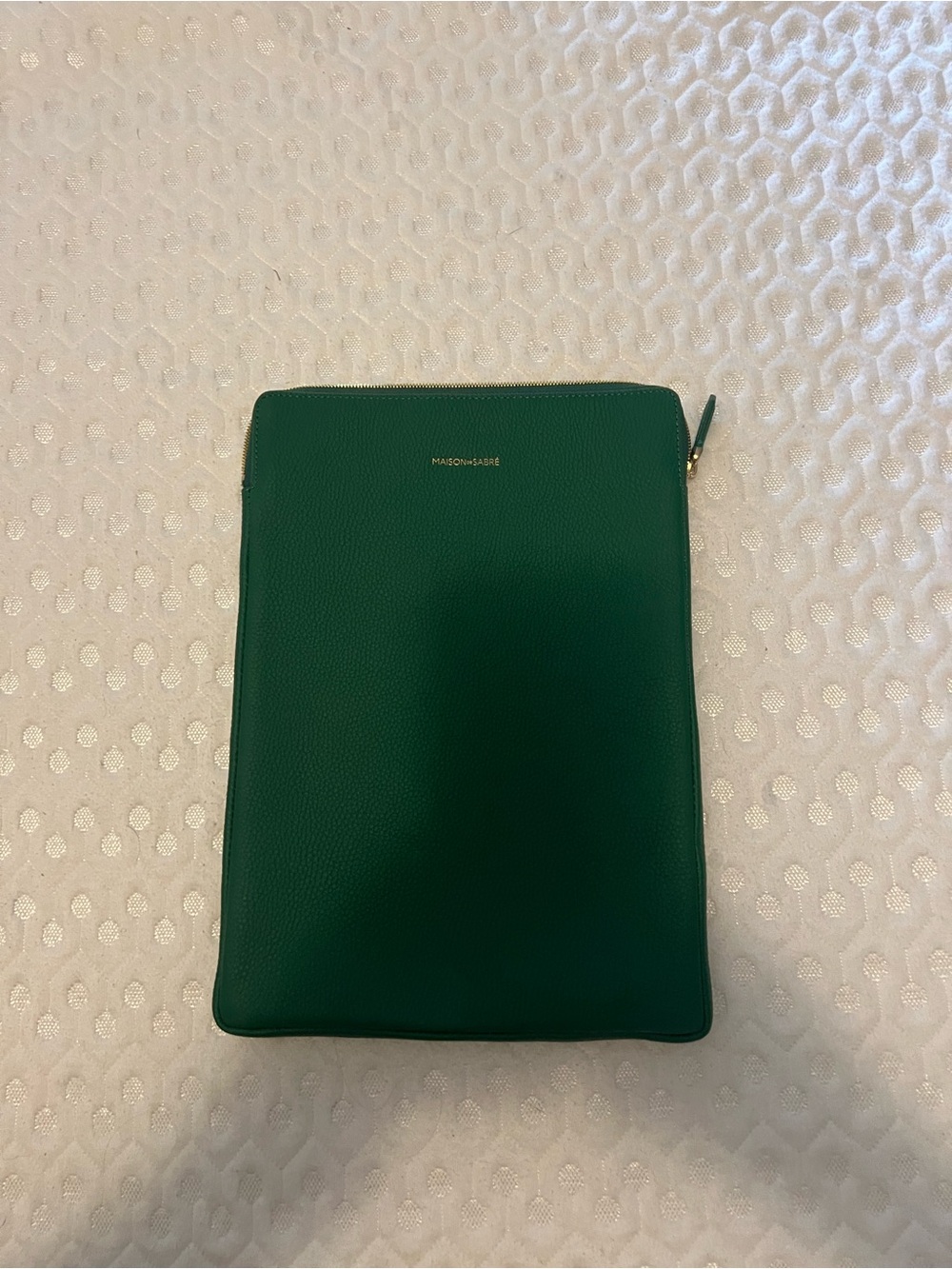 Maison de Sabre Green Leather Laptop Sleeve